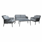 Puutarharyhmä HELA pöytä, sohva ja 2 tuolia, alurunko polyrottingilla, harmaa