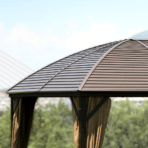 Paviljonki SUNSET 3x4m, alurunko, metallikatto, hyttysverkoilla, ruskea/beige