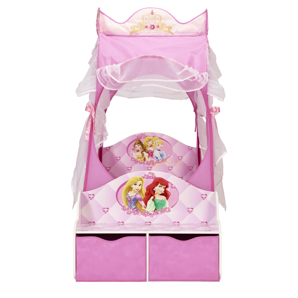Disney Prinsessat Lastensänky katoksella ja laatikolla, vaaleanpunainen