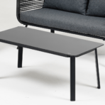 Puutarharyhmä MALAGA sohva + 2 tuolia + pöytä, alurunko, kangasverhoilu, grafiitti/musta