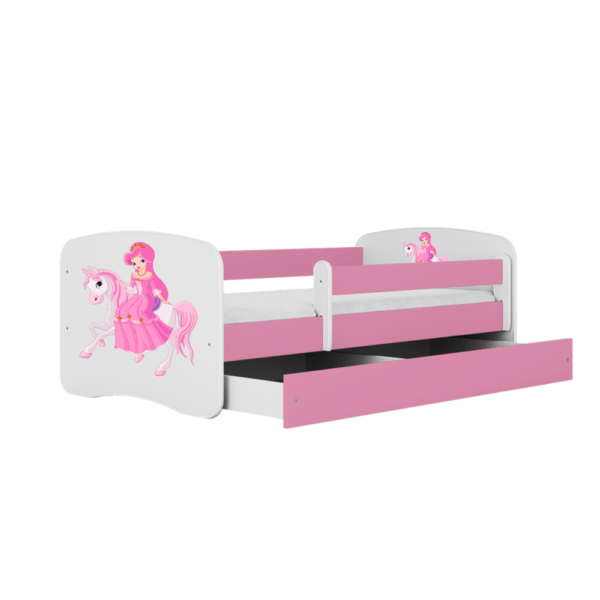 Babydreams lastensänky säilytyslaatikolla 160x80cm - Prinsessa & ratsu , vaaleanPunainen