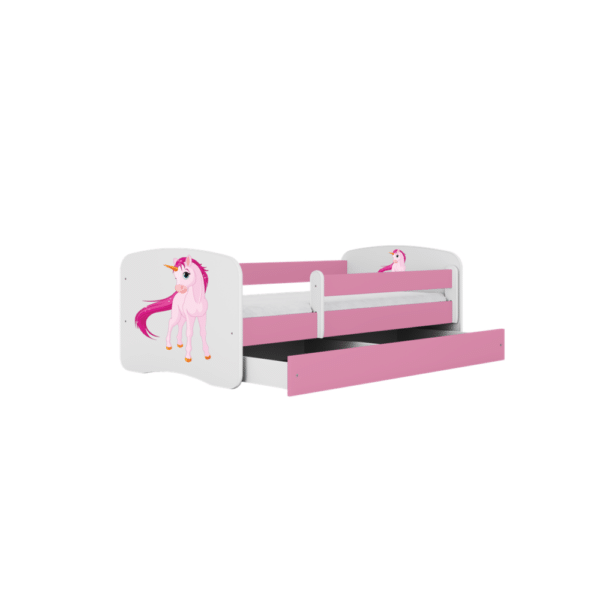 Babydreams lastensänky säilytyslaatikolla 140x70cm – Yksisarvinen, vaaleanpunainen