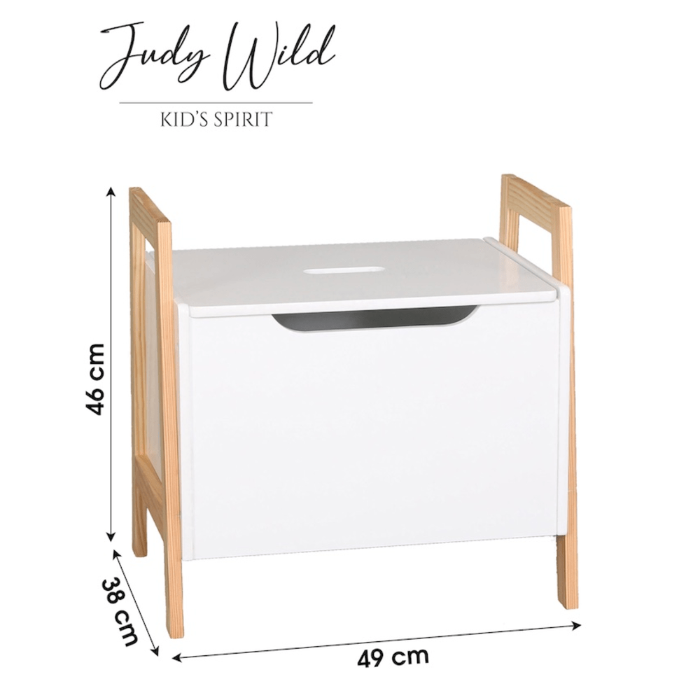 Judy Wild Kid's Spirit Lasten lelulaatikko 49x38xK46cm, mäntyjalat, pinottava, valkoinen/beige