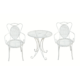 Chic Garden Metallinen Bistro-setti 3, pöytä + 2 tuolia, valkoinen