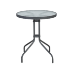 Parvekesetti BISTRO pöytä + 2 tuolia, metallirunko, kirkas lainelasi, harmaa