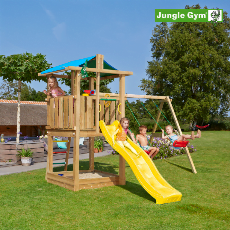 Jungle Gym Hut leikkitornikokonaisuus ja Swing Module X'tra ilman liukumäkeä