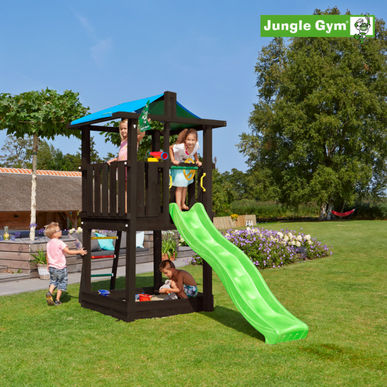 Jungle Gym Hut leikkitornikokonaisuus sis. liukumäen, mustaksi petsattu