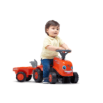 Ride-on traktori peräkärryllä, haravalla ja lapiolla FALK baby Kubota