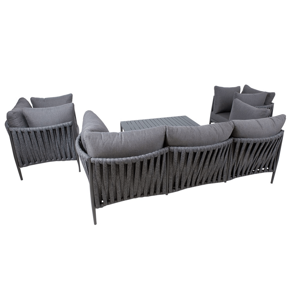 Puutarharyhmä BREMEN pöytä, sohva + 2 tuolia, alurunko polyrottingilla, harmaa