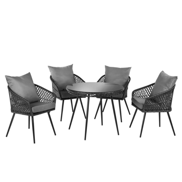 Chic Garden Puutarhasetti Padova pöytä + 4 tuolia, musta/tummanharmaa