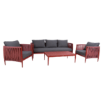 Puutarharyhmä BREMEN pöytä, sohva + 2 tuolia, alurunko polyrottingilla, roosa/tummanharmaa