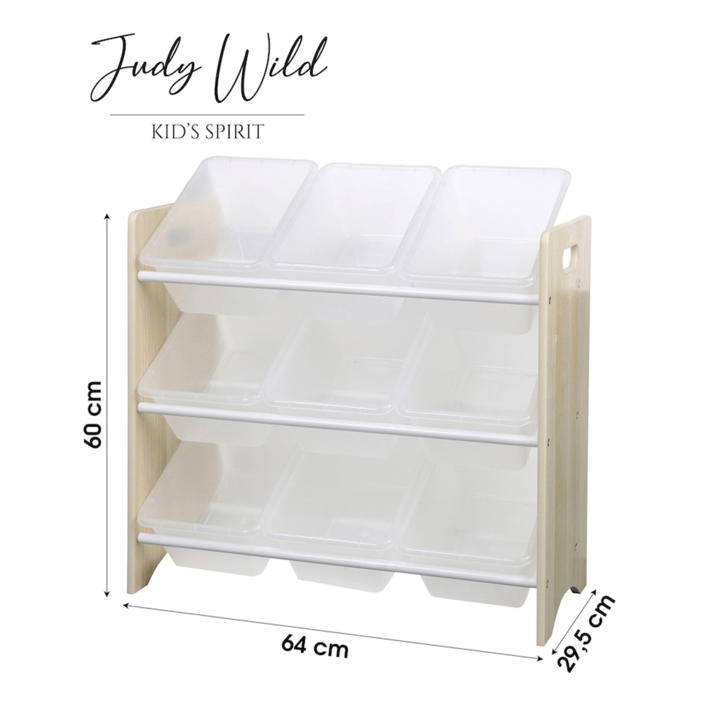 Judy Wild Kid's Spirit Lasten säilytyslaatikosto 64x29.5xK60cm, irtokipot, valkoinen/beige