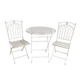 Chic Garden Metallinen Bistro-setti 2, pöytä + 2 tuolia, kokoontaittuva, valkoinen