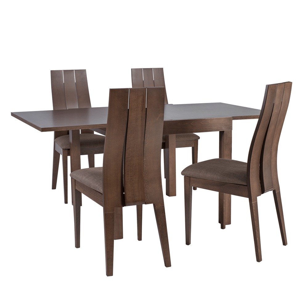 Ruokailuryhmä TIFANY pöytä + 4 tuolia, pyökkirunko, viilutettu, tummanruskea