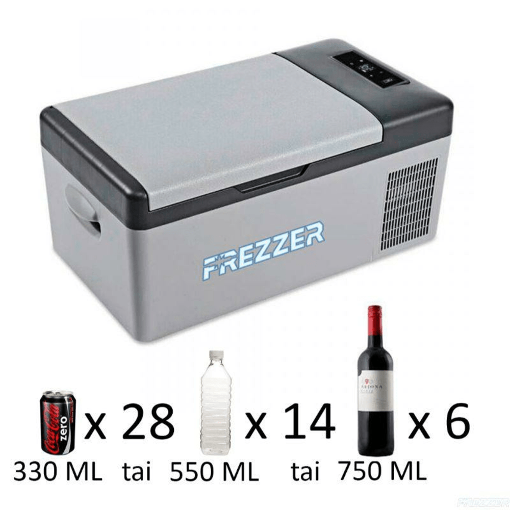 Frezzer 25L matkajääkaappipakastin kompressorilla DC 12/24 V, AC 230 V