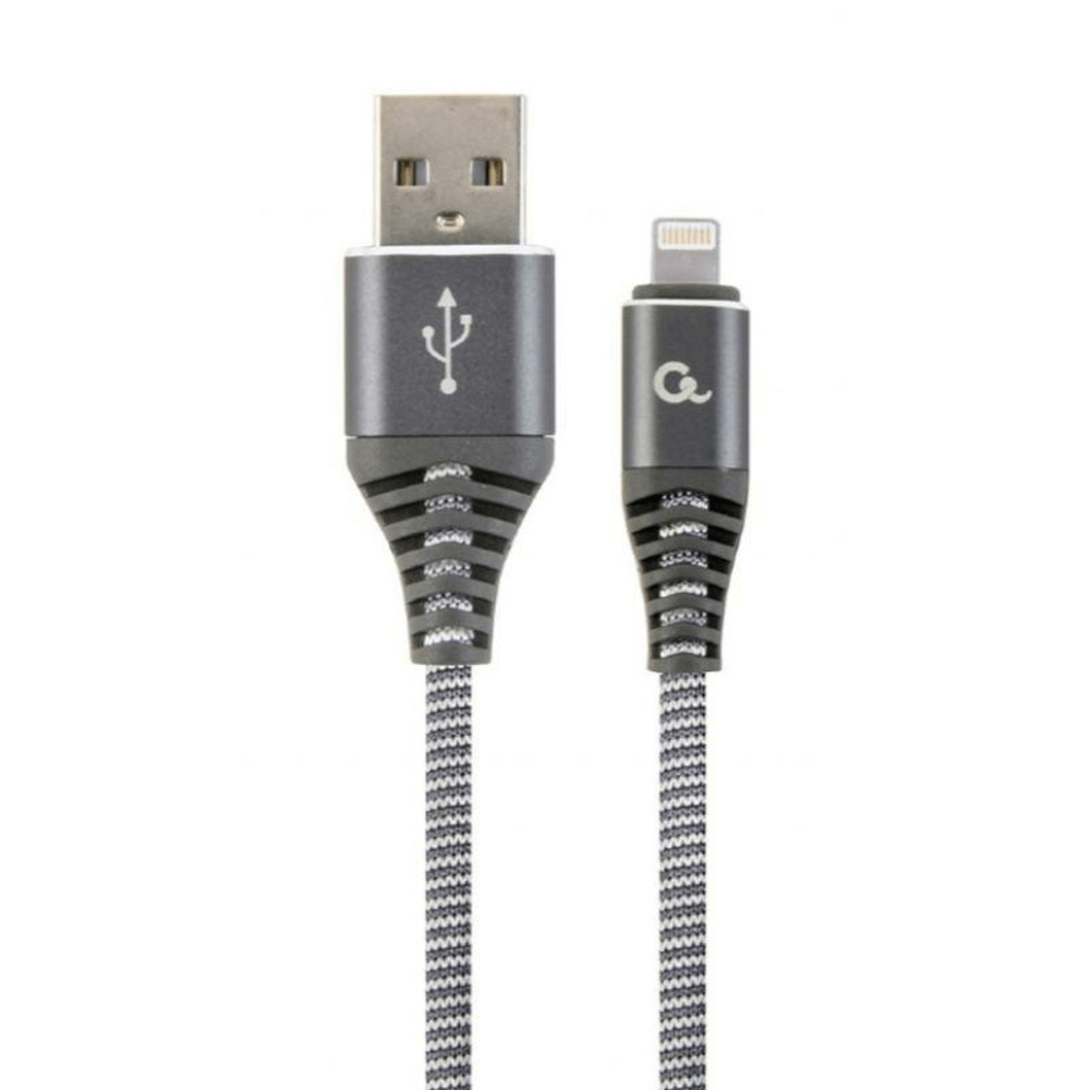 Punottu Lightning - USB kaapeli, 2.0 m, harmaa, Cablexpert