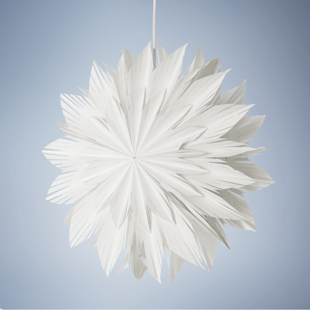 Decora paperikrysanteemi, LED-valo, 45 cm valkoinen