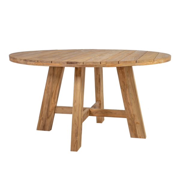 Pöytä KATALINA pyöreä 150cm, tiikkirunko, vaaleanruskea