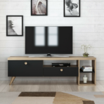 Chic Home Penni TV-taso avohyllyköllä 150 cm, ruskea/musta