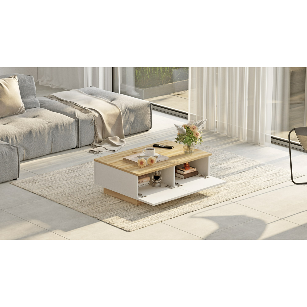 Chic Home Laana sohvapöytä 90x60xK32 cm, beige/valkoinen