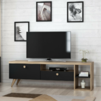 Chic Home Penni TV-taso avohyllyköllä 150 cm, ruskea/musta