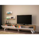 Chic Home Aimo TV-taso 180 cm + 2 seinähyllyä, valkoinen/ruskea