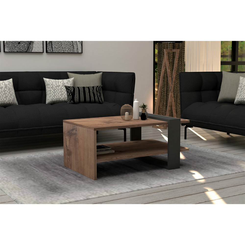 Chic Home Oiva sohvapöytä 80x55xK35 cm, tummanruskea/antrasiitti