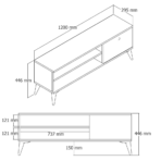 Chic Home Rasmus TV-taso 120x29,5xK44,6 cm, valkoinen