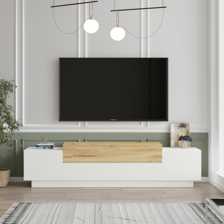 Chic Home Felix TV-taso 160 cm, valkoinen/ruskea