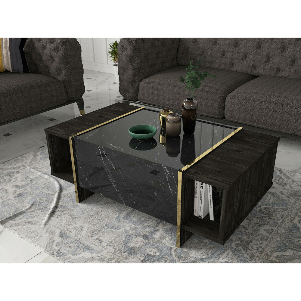 Chic Home Venla sohvapöytä 60x104xK38 cm, musta/kulta